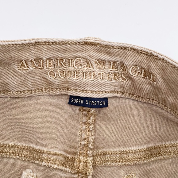 American Eagle Outfitters Super Stretch Twill X Midi Shorts Khaki Tan Size 6 - Picture 4 of 9